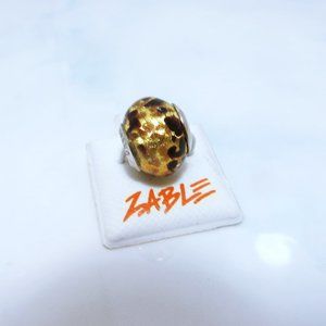 ZABLE ~ Murano Glass Black Gold Copper Charm # 2820 Sterling Silver NWT